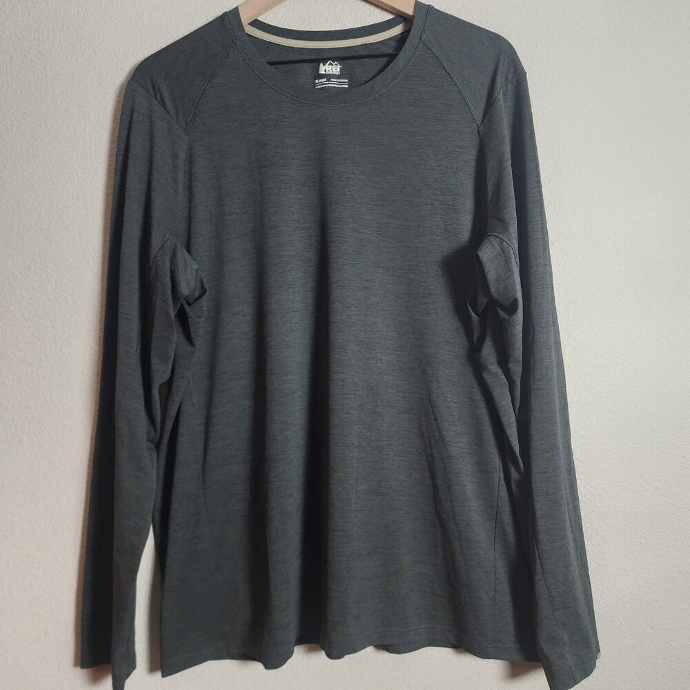 REI Co-op Shirt Mens XLarge Gray Long Sleeve Performance Polyester Outdoor